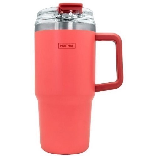 TAZA TERMO NERTHUS FIH 1434 0.6L CORAL C/PAJITA